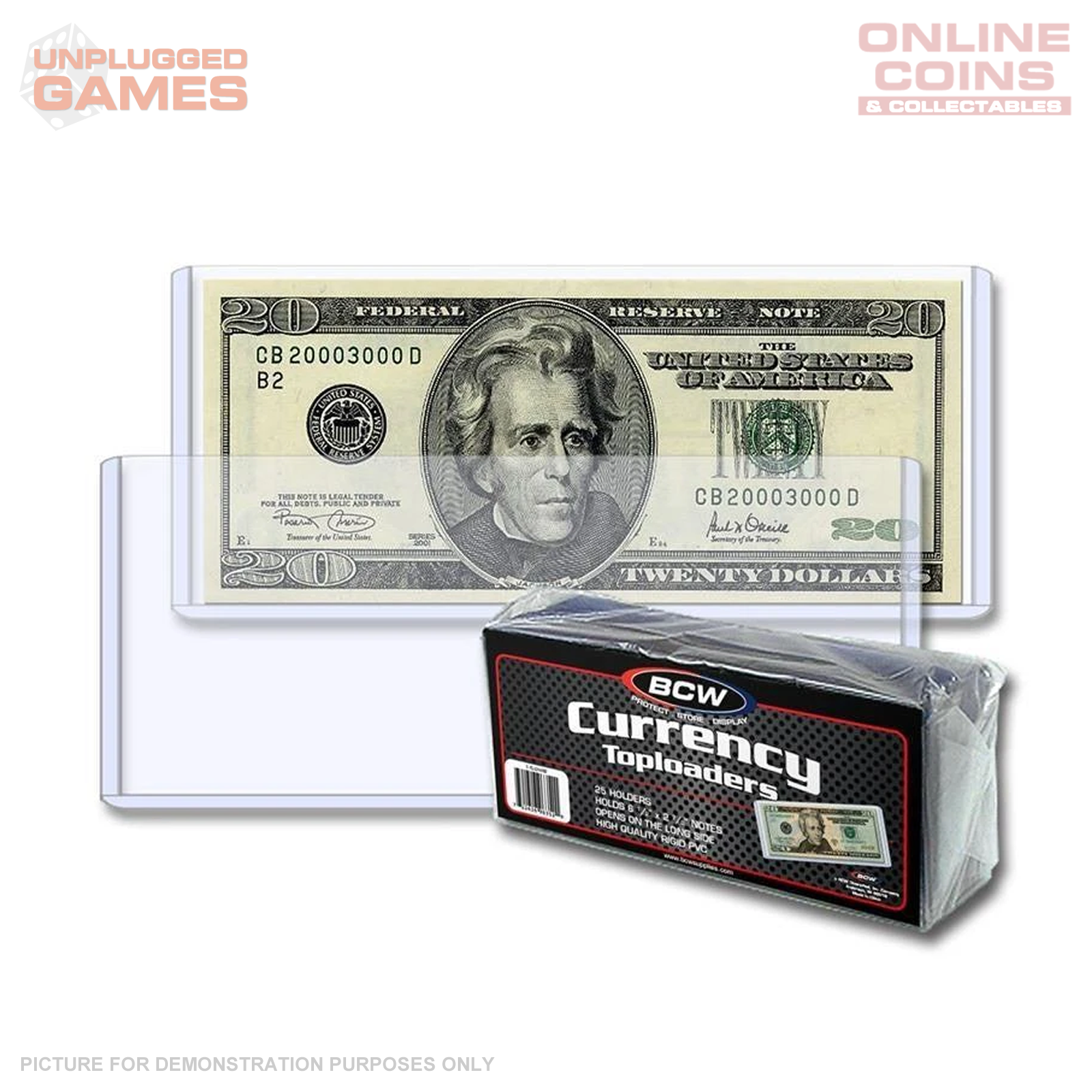 BCW Toploader Holder Currency - Regular Bill - Pack 25